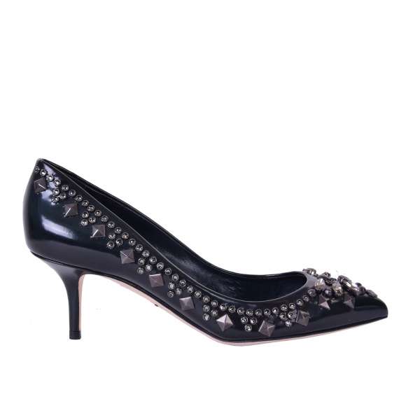 Pumps BELLUCCI embellished with crystals and studs in green by DOLCE & GABBANA Black Label
