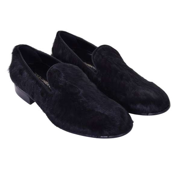 Klassische Loafer MILANO aus Astrachan (Xiangao Lamm) Pelz von DOLCE & GABBANA Black Label