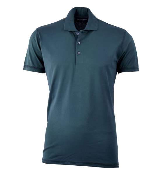 Cotton Polo-Shirt with Printed Logo Tag by DOLCE & GABBANA Black Label