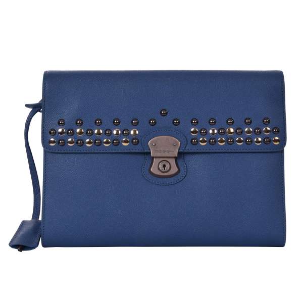 Dauphine leather document holder bag / briefcase with studs by DOLCE & GABBANA