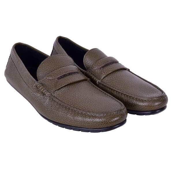 Deerskin Moccasins RAGUSA with stable sole and logo by DOLCE & GABBANA Black Label