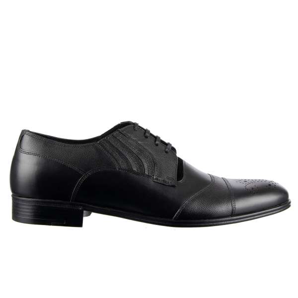 Formal derby shoes NAPOLI made of structured leather, patent leather and suede by DOLCE & GABBANA