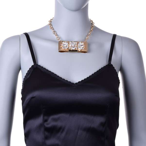 "Fiocco" Necklace/Choker with Crystals and artificial Pearl in Gold by DOLCE & GABBANA