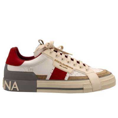 DG Logo Low-Top Sneaker PORTOFINO Weiß Rot Grau 45 UK 11