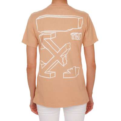 Virgil Abloh Mykonos Logo Cotton T-Shirt Top Beige Nude S