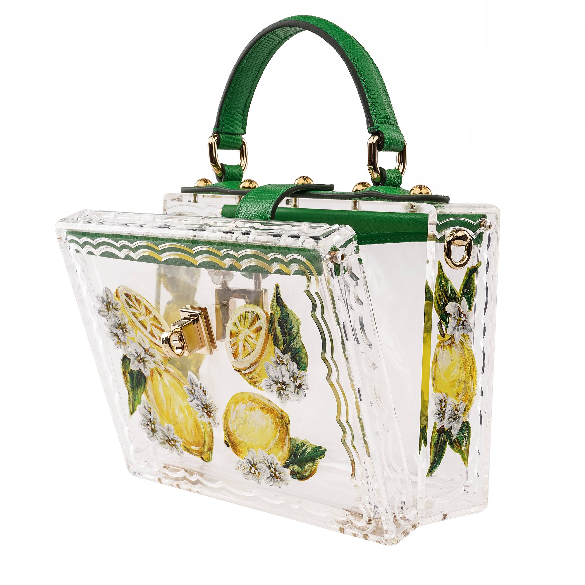 Dolce & Gabbana Lemon Hand-painted Plexiglas Box Bag