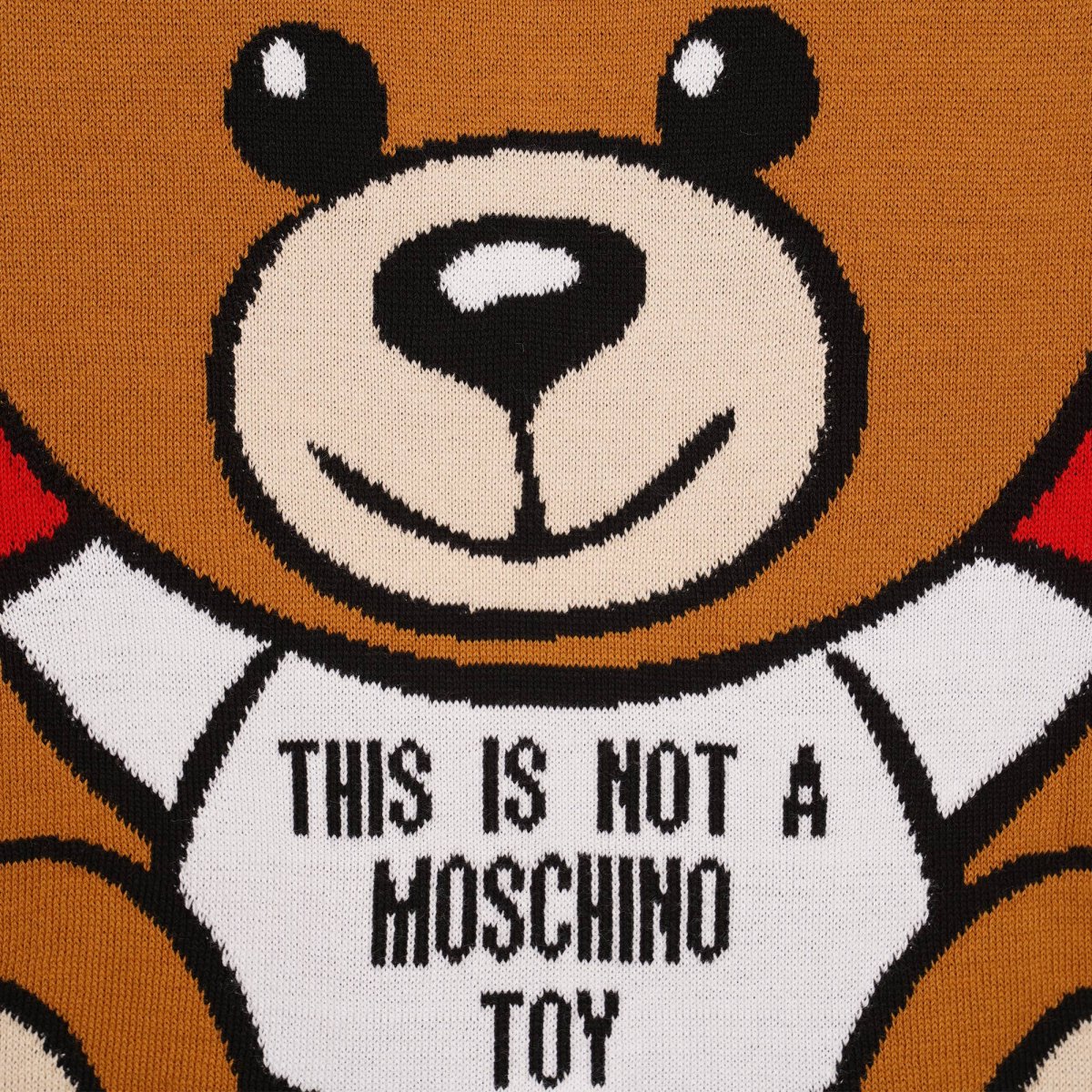 Moschino COUTURE Sweater Dress with Teddy Bear Print Red FASHION ROOMS