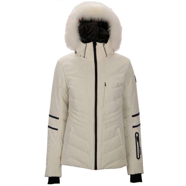 ARENSKY Hooded with fur and duck down Ski Jacket in white by VUARNET 