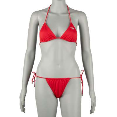 Gepolsterter Triangel Bikini mit Logo Rot