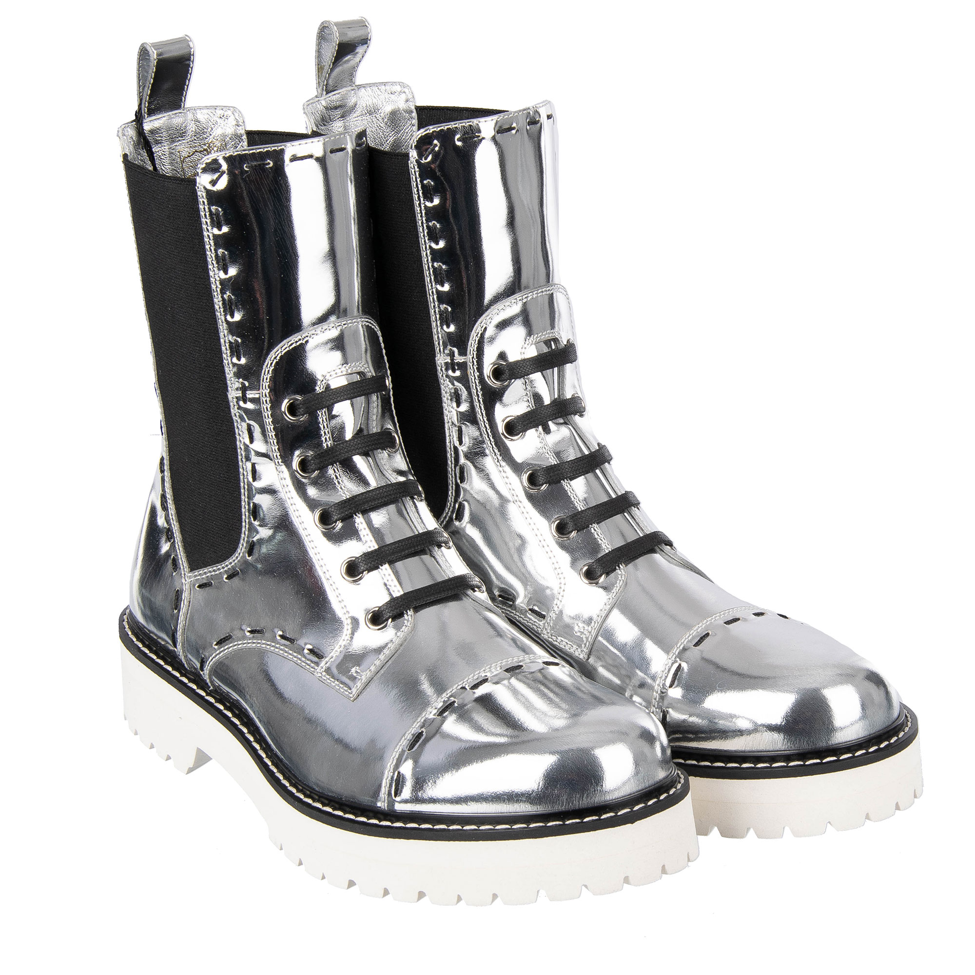 Dolce Gabbana Plateau Boots BIKER Silver FASHION ROOMS