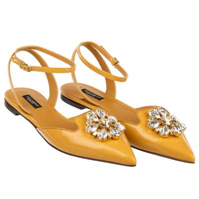 Mules Shoes BELLUCCI with Crystal Brooch Yellow 38.5 8.5