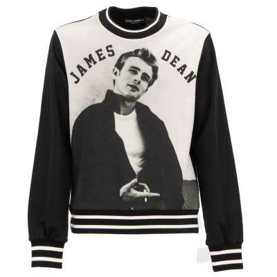 Cotton Sweater with JAMES DEAN Print Black