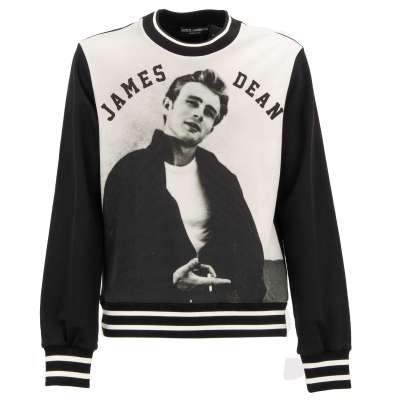 Baumwolle Pullover mit JAMES DEAN Print Schwarz