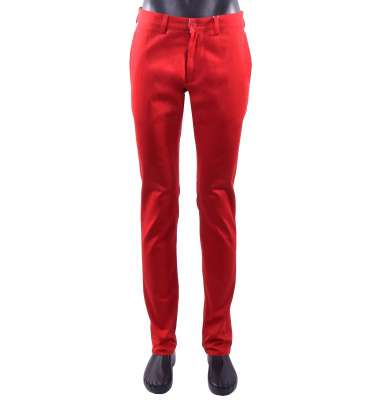 Slim Fit Chino Pants with Logo Red