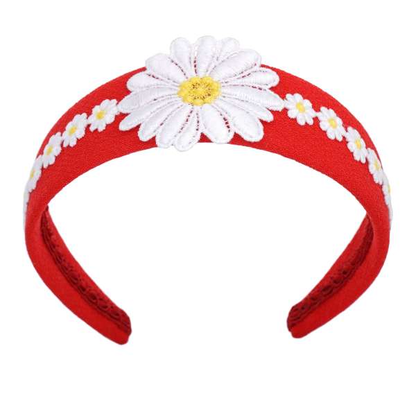 Haarreif verziert mit Kamille / Gänseblümchen Blumen in Rot und Weiß von DOLCE & GABBANA