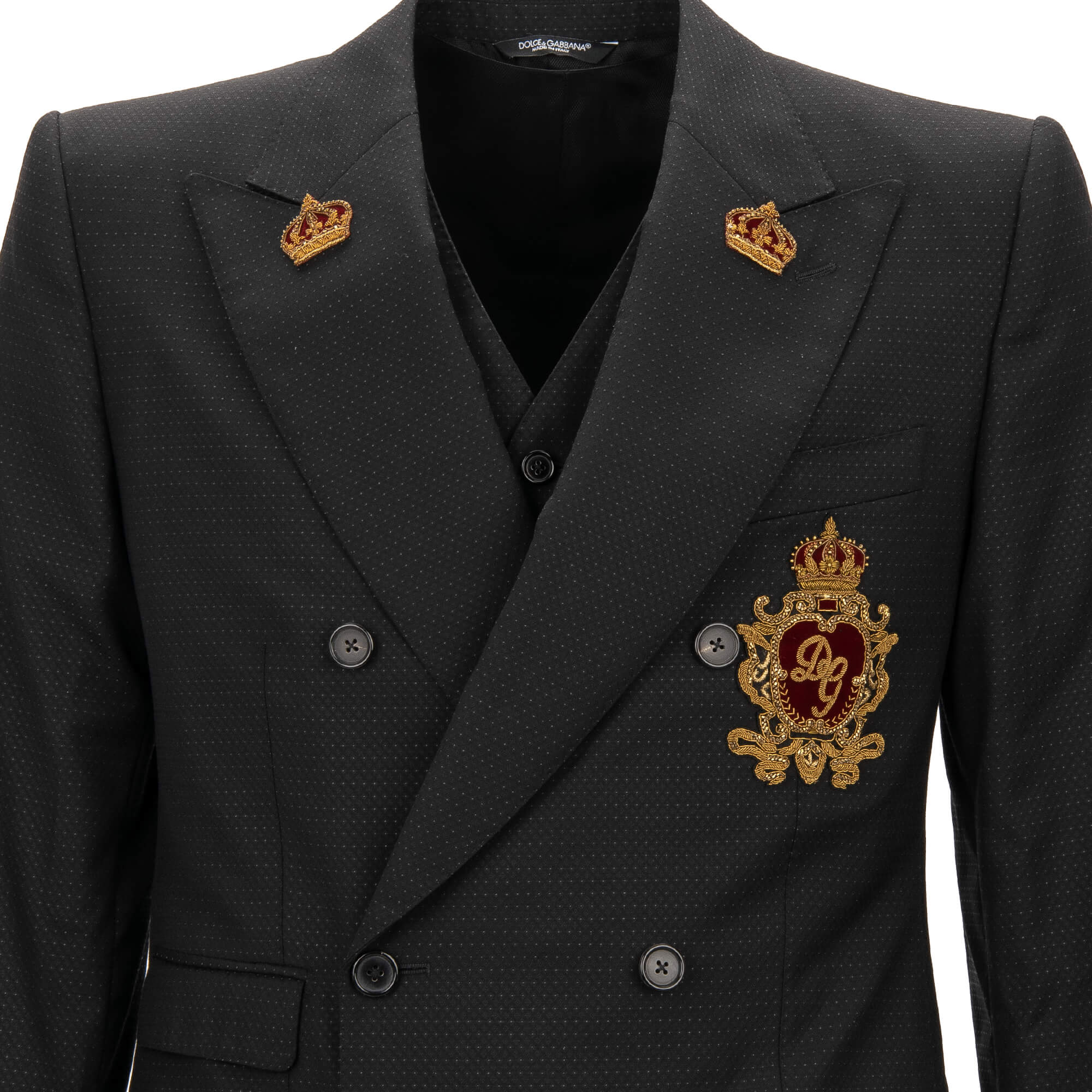 Dolce & Gabbana Jacket with Vest SICILIA Embroidered Logo Crown