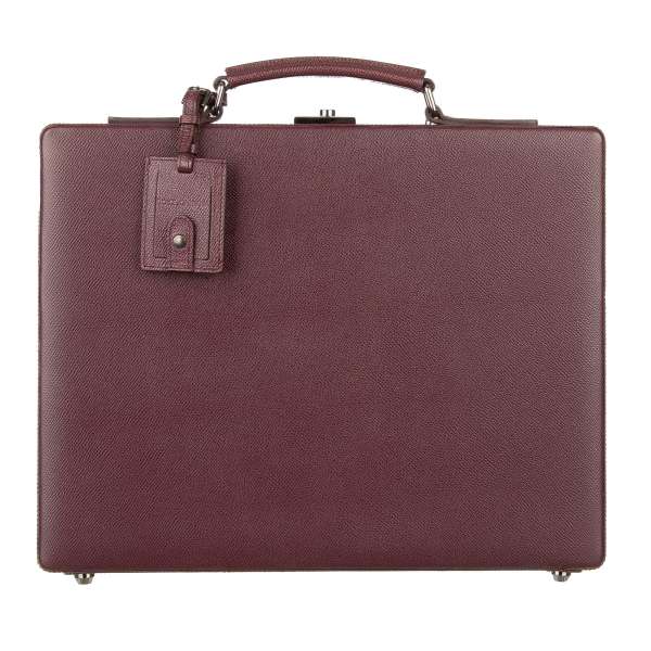 Briefcase / Business Bag made of dauphine leather with cards pendant, many inner pockets and buckle closure by DOLCE & GABBANA