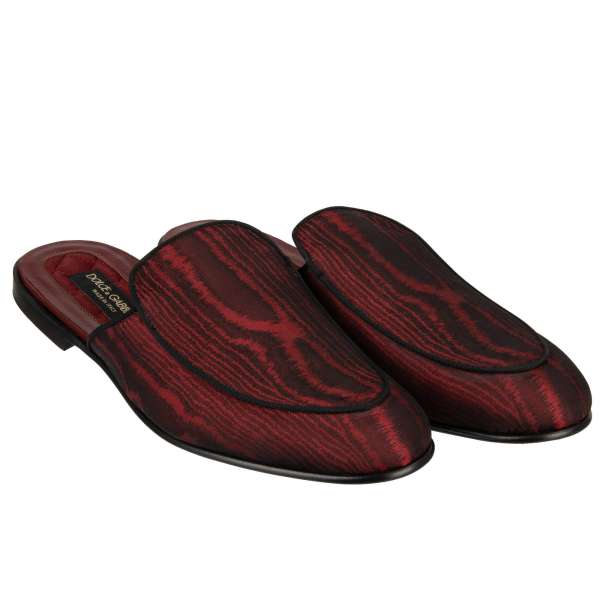 Pantoffel Schuhe CIMABUE aus Moire Jacquard in Rot und Schwarz von DOLCE & GABBANA