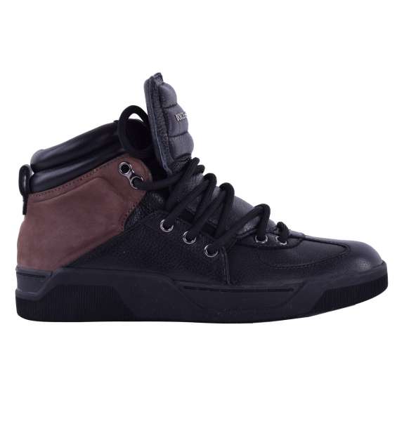 Zweifarbige High-Top Sneakers BENELUX aus Kalbsleder von DOLCE & GABBANA Black Label