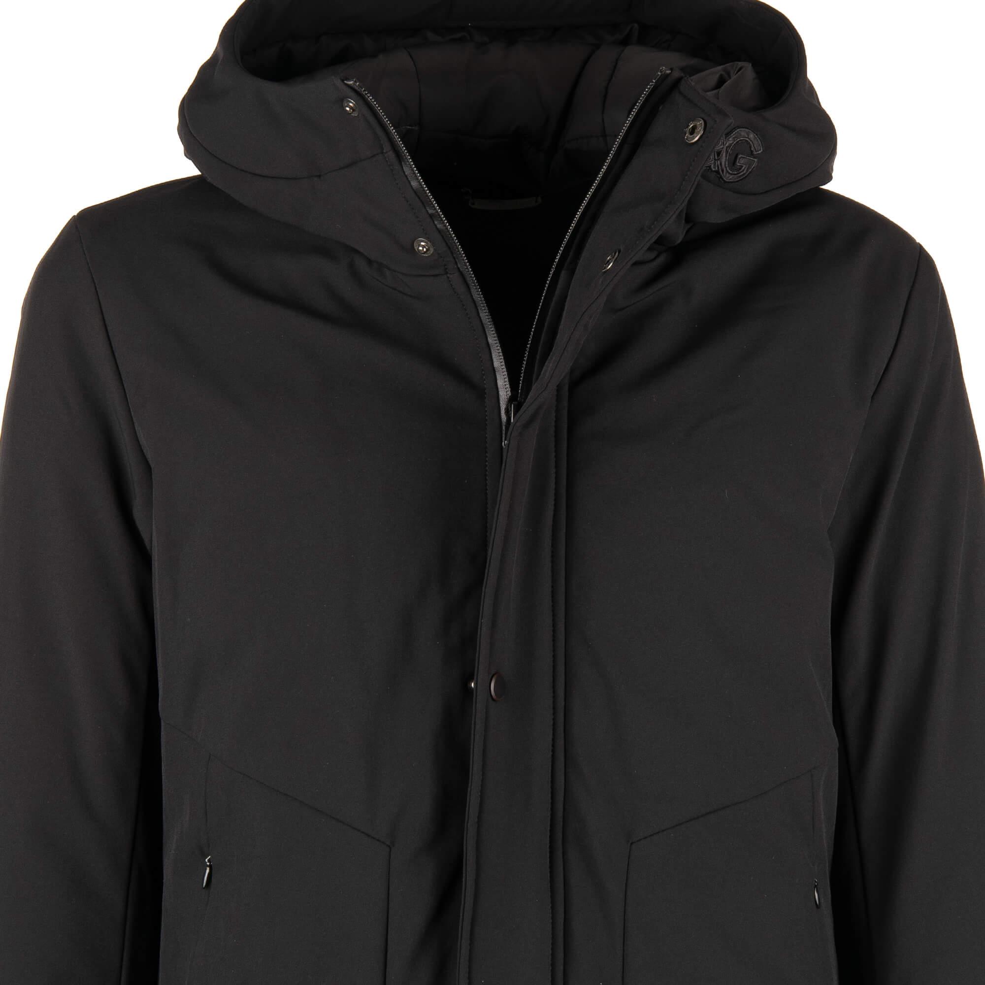 Dolce & Gabbana Classic Hooded Parka Jacket with Pockets and Logo Black ...