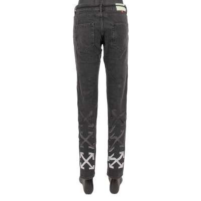Off-White Virgil Abloh Tonal Gradient Jeans with Arrows Embroidery Black 32 M