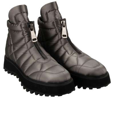 Metal Logo Plate Padded Boots Shoes MICHELANGELO Silver