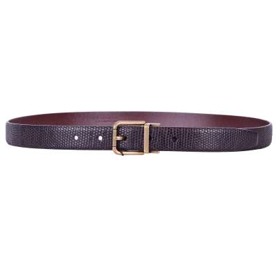 Lizard Belt with Roller Buckle Brown 95