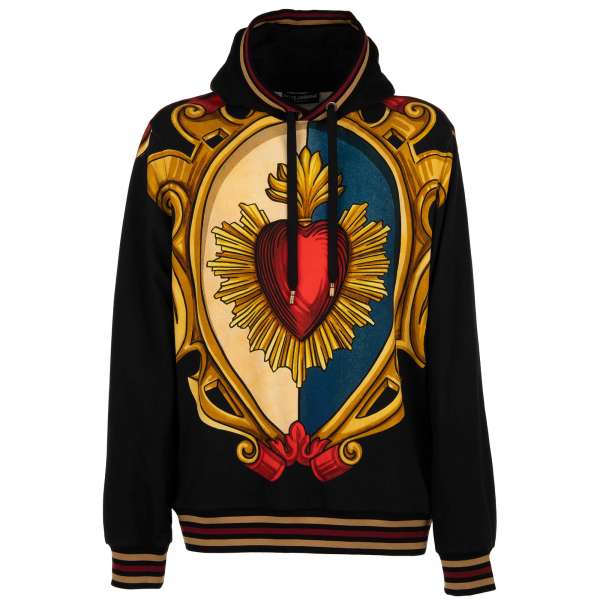 Dolce & Gabbana Men's Jersey Hoodie with DG Print