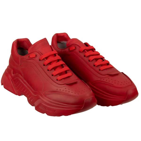 Low-Top Spray Farbe beschichtete Leder Sneaker DAYMASTER in rot von DOLCE & GABBANA