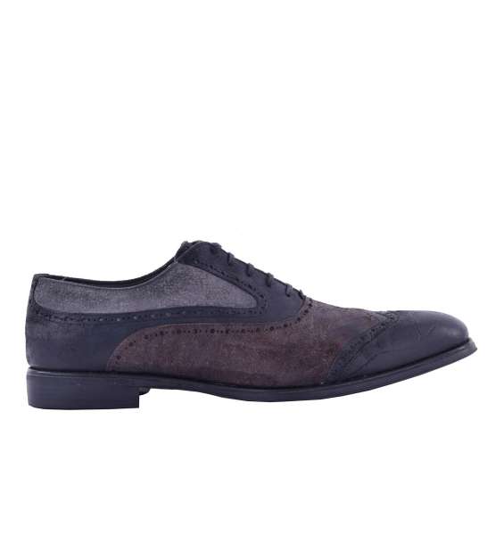 Mehrfarbige Business Brogues Schuhe ROMA aus Wildleder von DOLCE & GABBANA Black Label