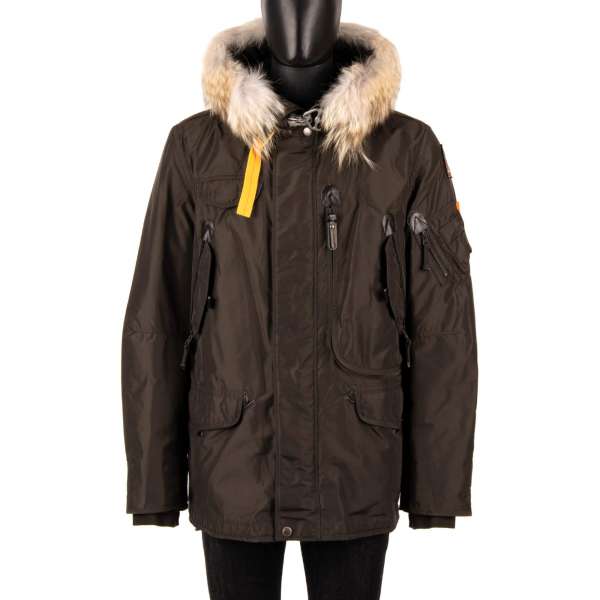 Parka / Daunenjacke RIGHT HAND mit abnehmbarem Echtpelzbesatz, Kapuze, vielen Taschen und herausnehmbarem Daunenfutter  in Rush Grün