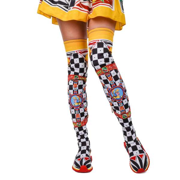  Neopren Sneaker Boots SORRENTO with Carretto and Lemon Print in red, yellow, black and white by DOLCE & GABBANA