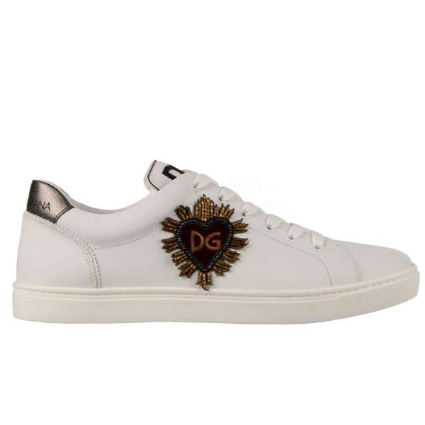 Low-Top Sneaker LONDON with logo and heart logo embroidery by DOLCE & GABBANA