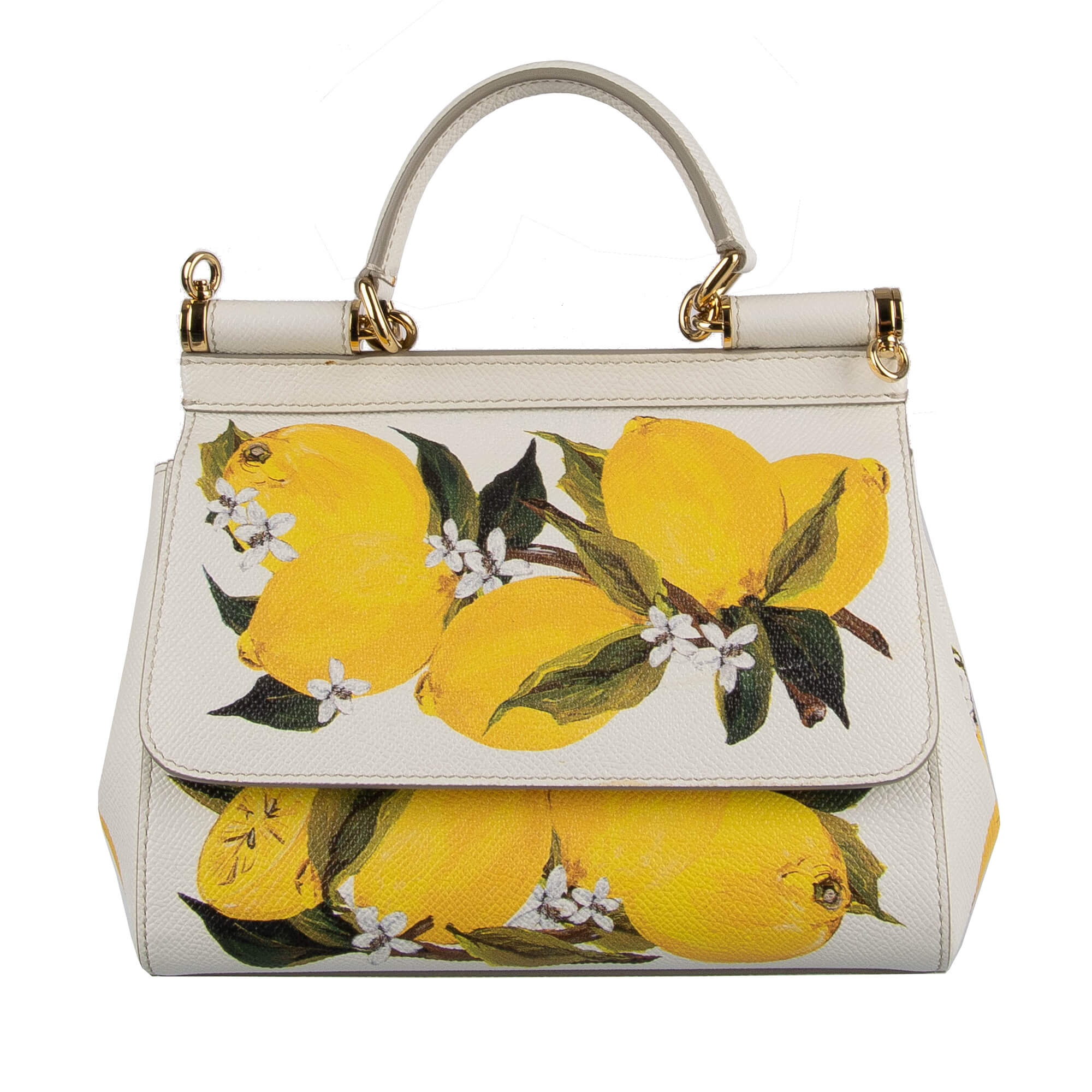 Dolce Gabbana Lemon Printed Shoulder Bag SICILY Small Yellow