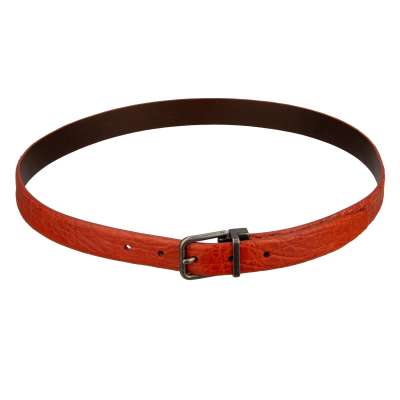 Gun Metal Buckle Croco Leather Belt Orange Red 85 34