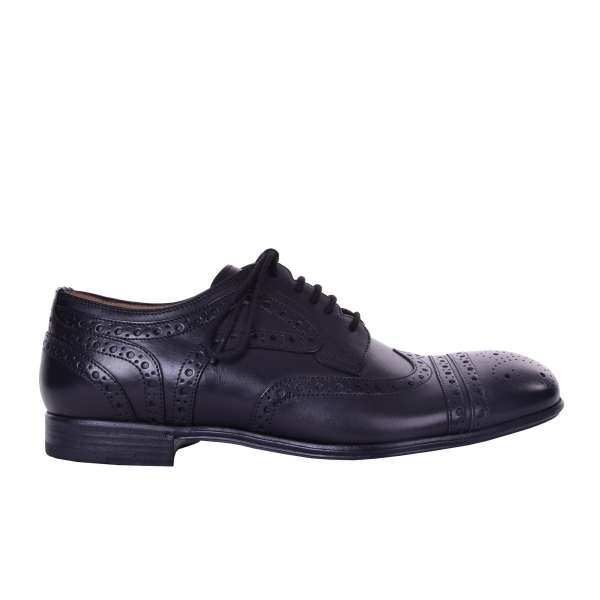 Formelle Budapester Brogue Schuhe aus mattem Kalbsleder in Schwarz von DOLCE & GABBANA Black Label