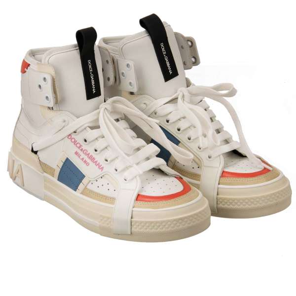  Leather Lace High Top Sneaker DONNA with DG logo by DOLCE & GABBANA