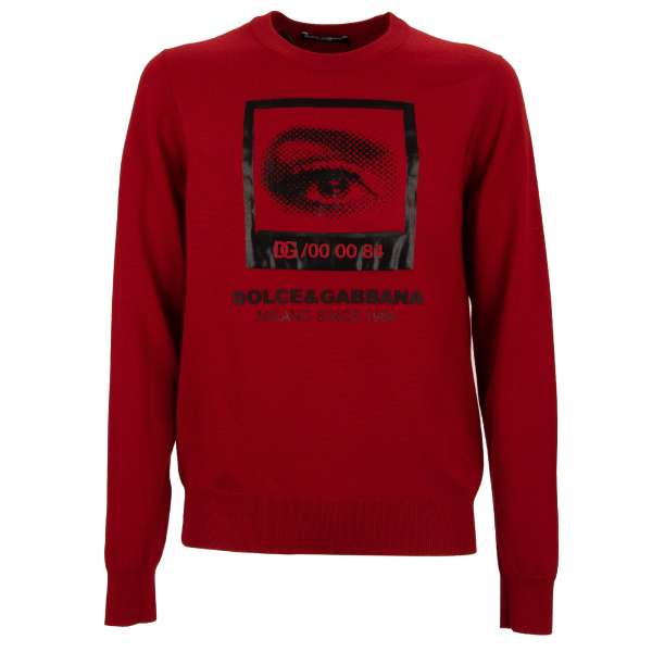 Schurwolle Rundhals Sweater / Pullover mit besticktem Wappen mit DG Logo und Krone von DOLCE & GABBANA