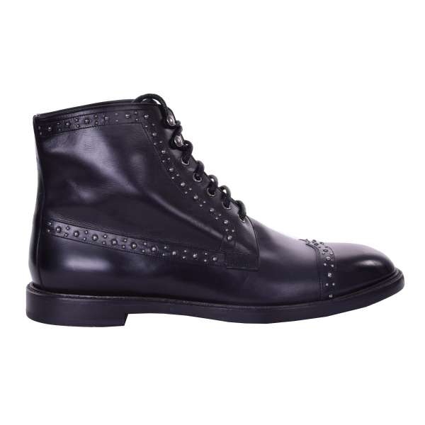 Studded Chelsea Ankle Boots made of brushed leather by DOLCE & GABBANA