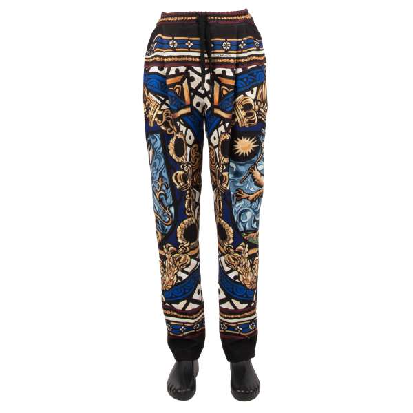 Wide Fit Jogging Pants / Track Pants with Royal King Heraldry and logo print by DOLCE & GABBANA