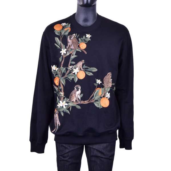 Pullover / Sweatshirt mit Affen und Orangen Stickerei von DOLCE & GABBANA Black Label