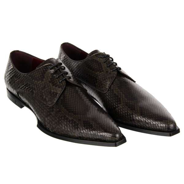  Classic snake leather derby shoes MILLENNIALS in dark green by DOLCE & GABBANA