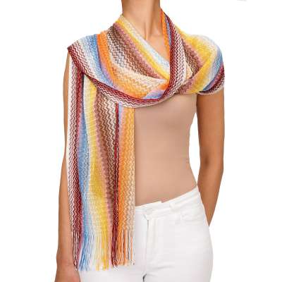 Zigzag Woven Shawl Scarf Foulard Pink White Blue Yellow Orange