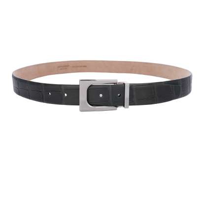 Special Metal Buckle Croco Leather Belt Green Silver 95 38