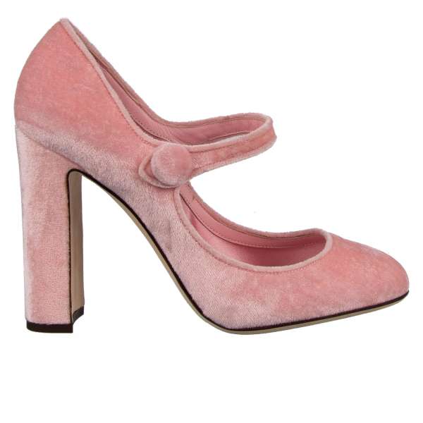 Mary Jane Velvet Pumps VALLY in pink by DOLCE & GABBANA Black Label