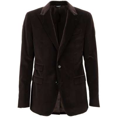 Velvet Blazer NAPOLI with Peak Lapel and Pockets Brown