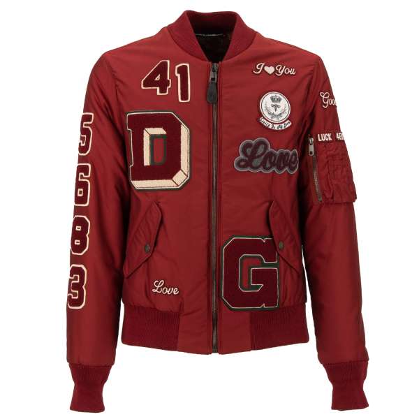 Stuffed bomber jacket AMORE with embroidery, large DG logo, stickers and pockets by DOLCE & GABBANA