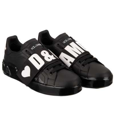  D&G AMORE Herz Sneaker PORTOFINO Schwarz Weiß