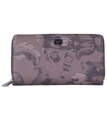 Printed Dauphine Leather Wallet Brown