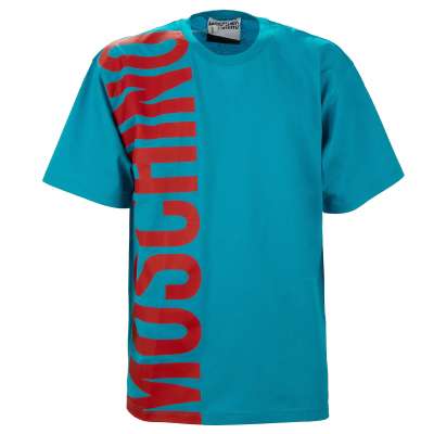 Oversize Wide Cut Logo Cotton T-Shirt Blue Red 46 48 S M L